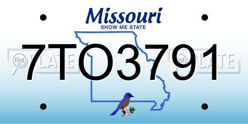 7TO3791 Missouri License Plate