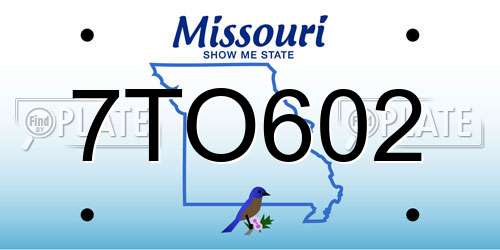 7TO602 Missouri License Plate