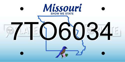 7TO6034 Missouri License Plate
