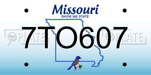 7TO607 Missouri License Plate