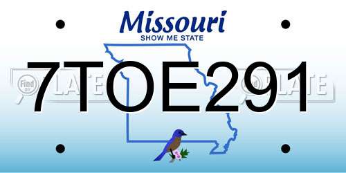 7TOE291 Missouri License Plate