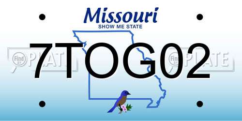7TOG02 Missouri License Plate