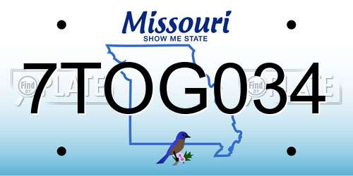 7TOG034 Missouri License Plate