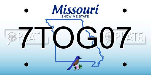 7TOG07 Missouri License Plate