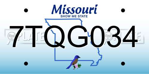 7TQG034 Missouri License Plate