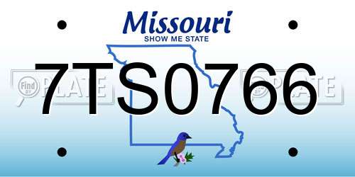 7TS0766 Missouri License Plate
