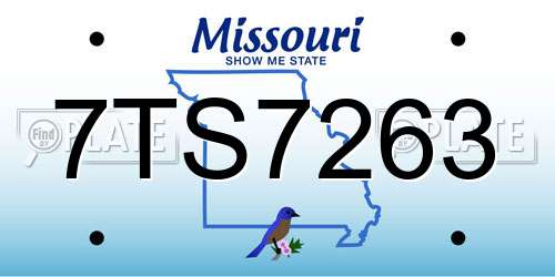 7TS7263 Missouri License Plate