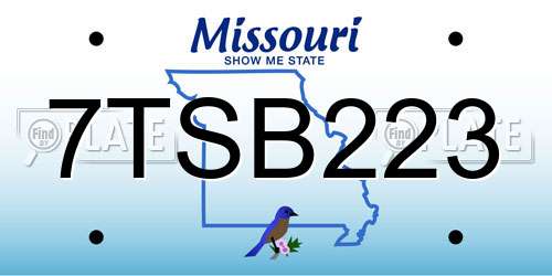 7TSB223 Missouri License Plate
