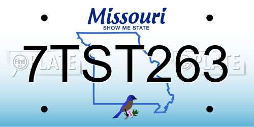 7TST263 Missouri License Plate