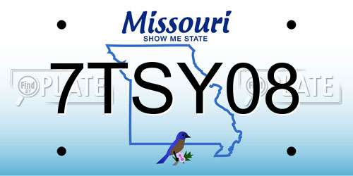 7TSY08 Missouri License Plate