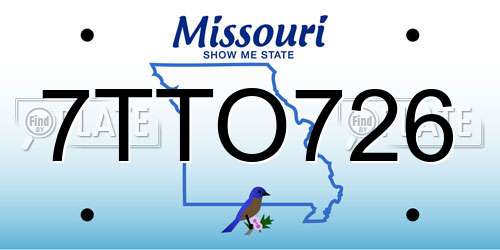 7TTO726 Missouri License Plate