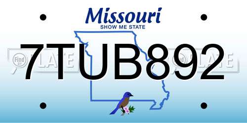 7TUB892 Missouri License Plate