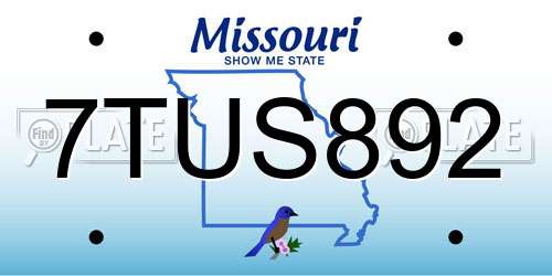 7TUS892 Missouri License Plate