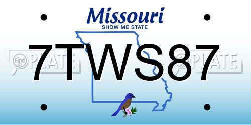 7TWS87 Missouri License Plate