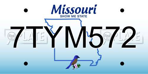 7TYM572 Missouri License Plate