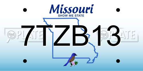 7TZB13 Missouri License Plate