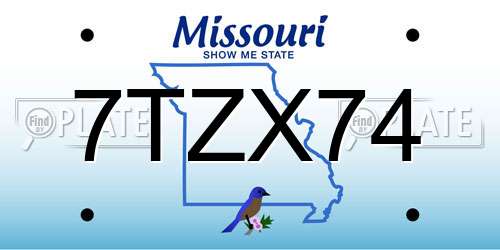 7TZX74 Missouri License Plate
