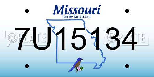 7U15134 Missouri License Plate