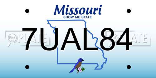 7UAL84 Missouri License Plate