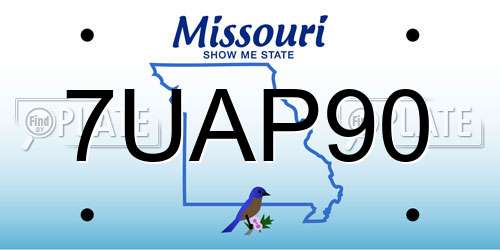 7UAP90 Missouri License Plate