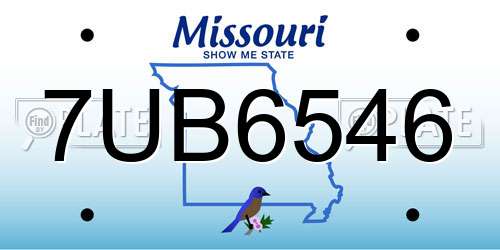7UB6546 Missouri License Plate