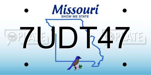 7UDT47 Missouri License Plate