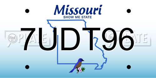 7UDT96 Missouri License Plate