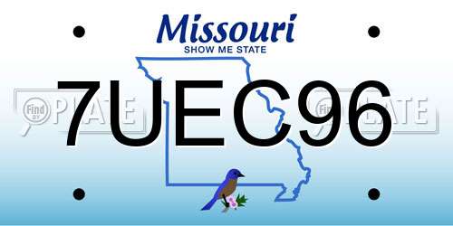 7UEC96 Missouri License Plate
