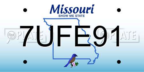 7UFE91 Missouri License Plate