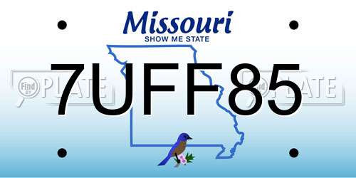 7UFF85 Missouri License Plate
