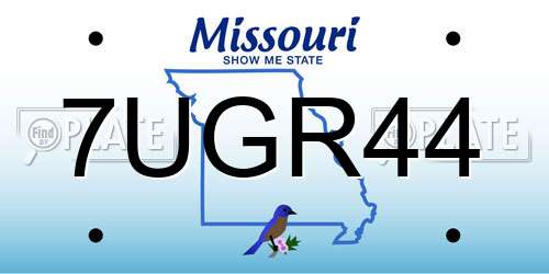 7UGR44 Missouri License Plate