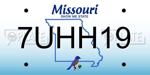 7UHH19 Missouri License Plate
