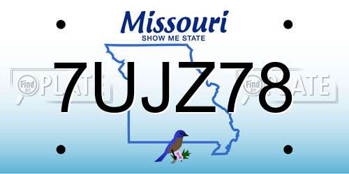 7UJZ78 Missouri License Plate