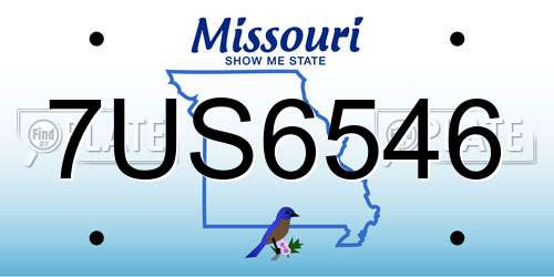 7US6546 Missouri License Plate
