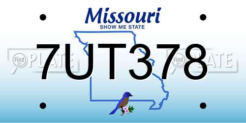 7UT378 Missouri License Plate