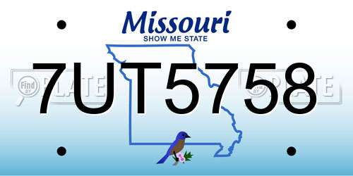 7UT5758 Missouri License Plate