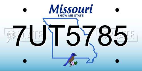 7UT5785 Missouri License Plate
