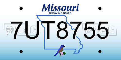 7UT8755 Missouri License Plate