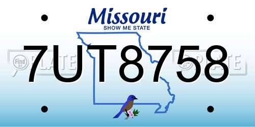 7UT8758 Missouri License Plate