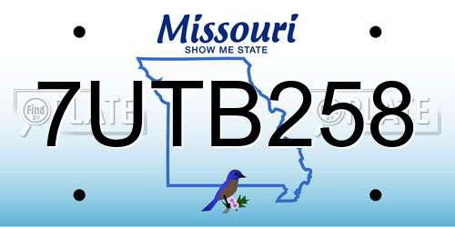 7UTB258 Missouri License Plate
