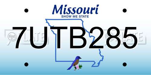 7UTB285 Missouri License Plate