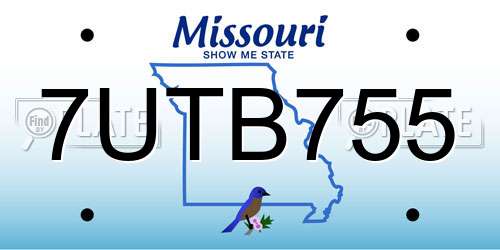 7UTB755 Missouri License Plate