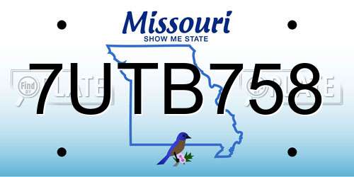 7UTB758 Missouri License Plate