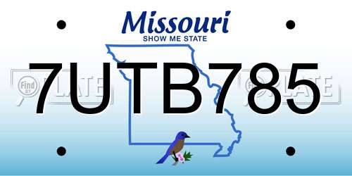 7UTB785 Missouri License Plate