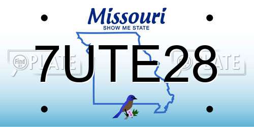 7UTE28 Missouri License Plate