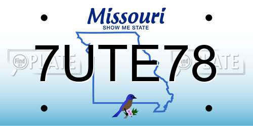 7UTE78 Missouri License Plate