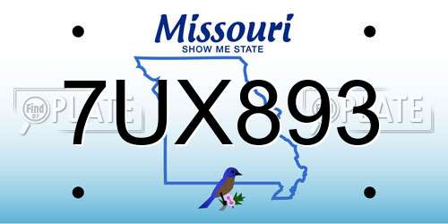 7UX893 Missouri License Plate
