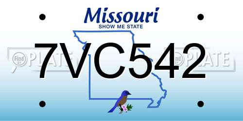 7VC542 Missouri License Plate