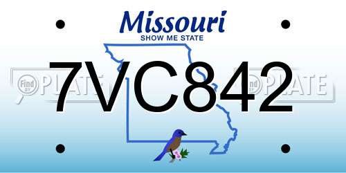 7VC842 Missouri License Plate