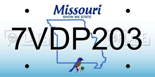7VDP203 Missouri License Plate